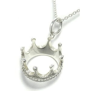 Tiffany Crown Charm Necklace Silver